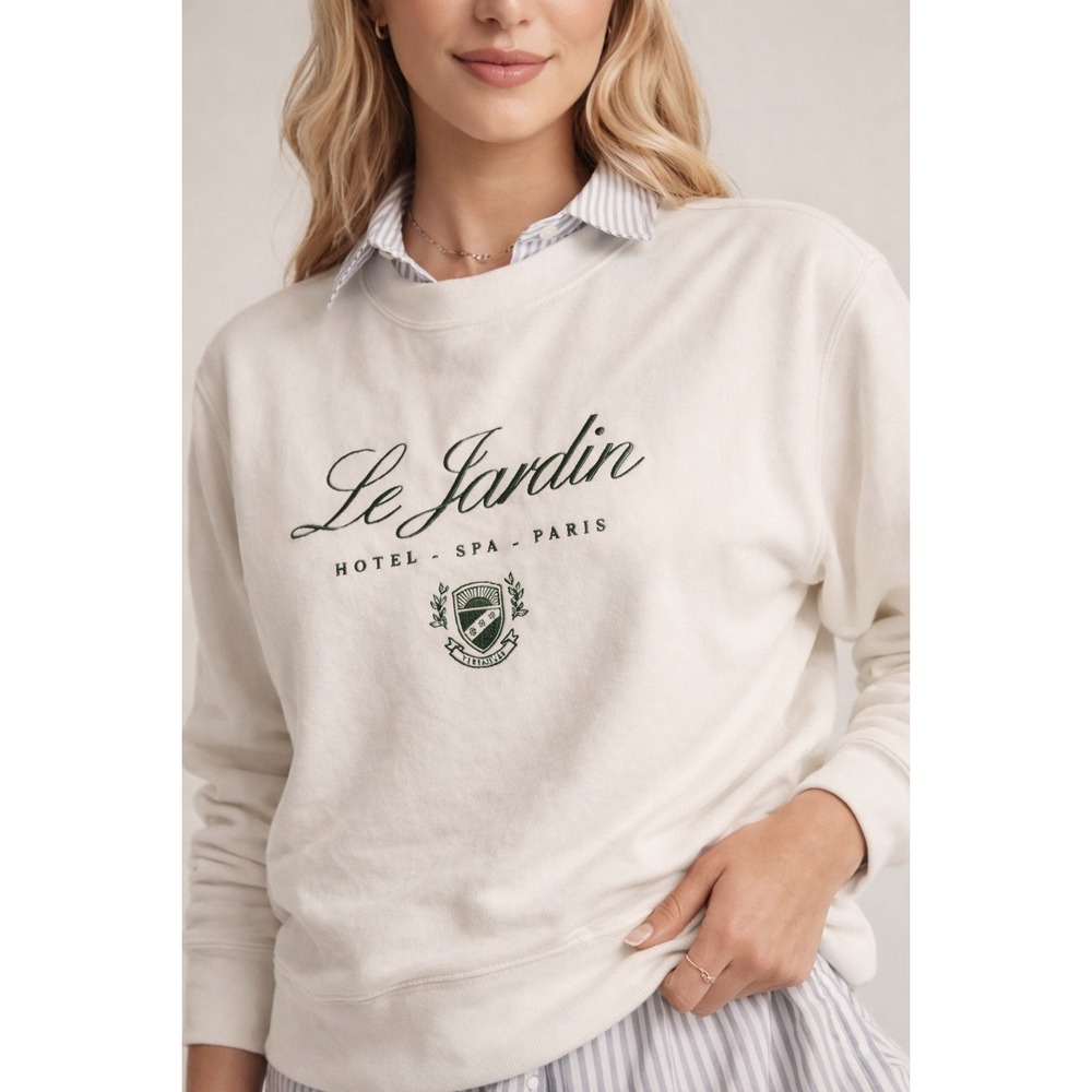 Abercrombie & Fitch Sweatshirt Size Large White Le Jardin Paris Graphic Pullover - Picture 14 of 14
